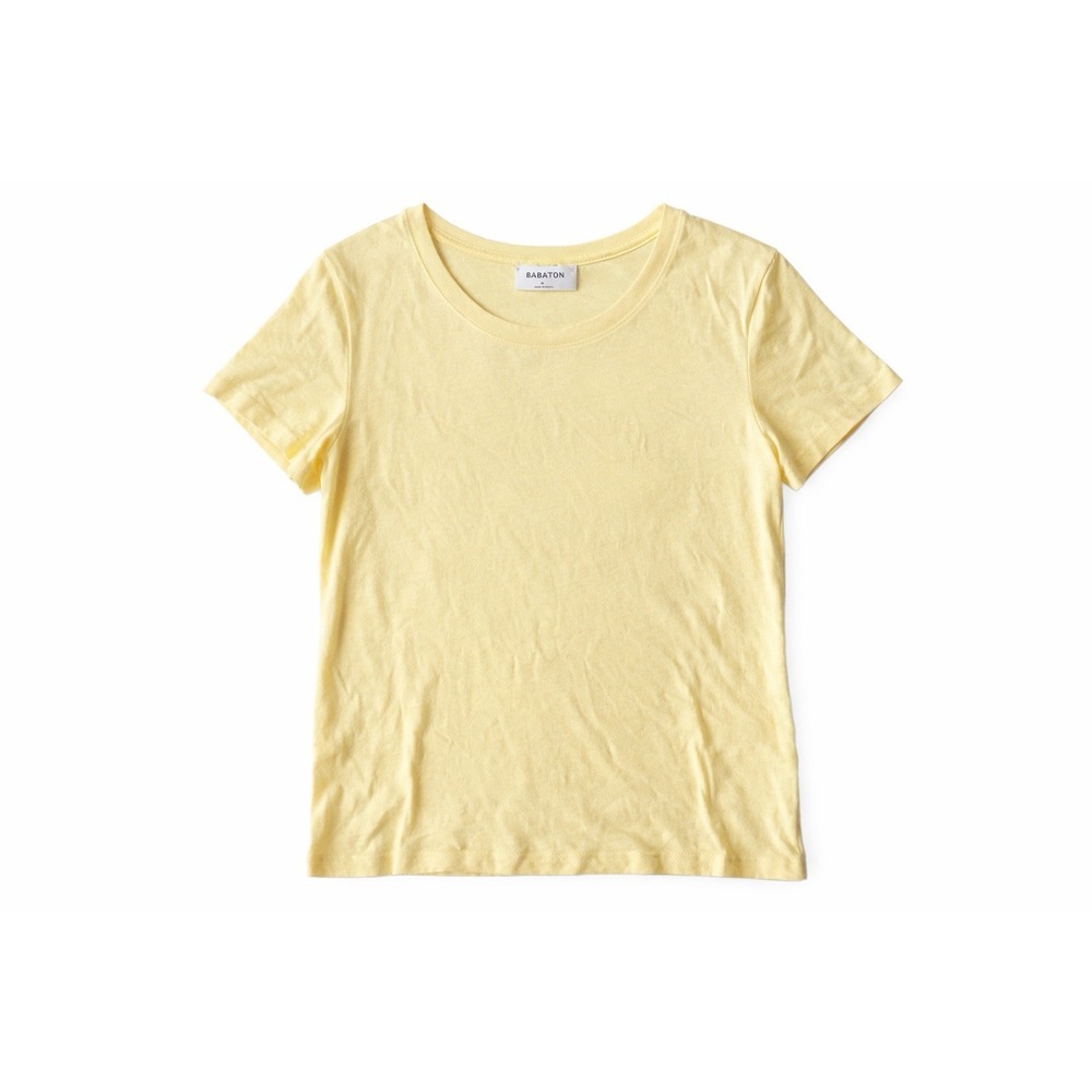 Aritzia by Babaton Cropped Crewneck T-Shirt Womens MediumYellow Casual Comfy Tee